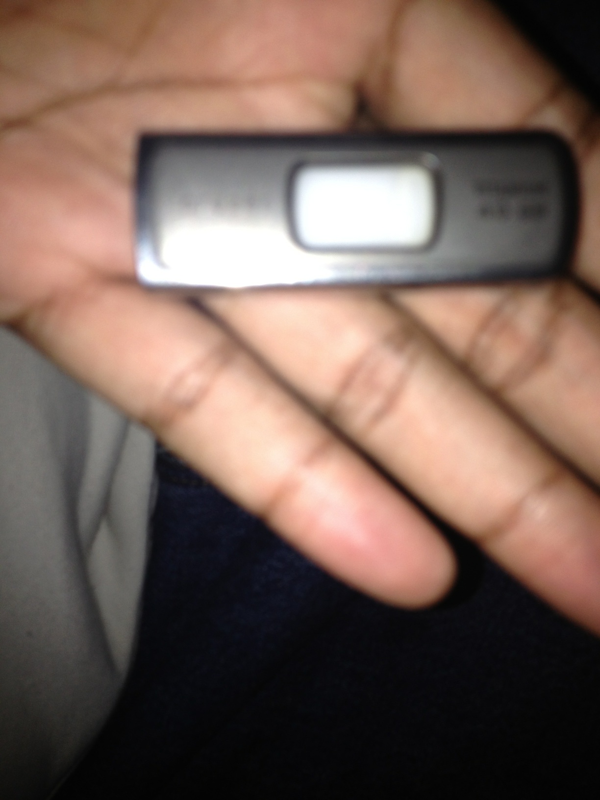 A photo captured by a person who is blind. A computer-generated caption for this photo is: A close up of a person holding a cell phone.